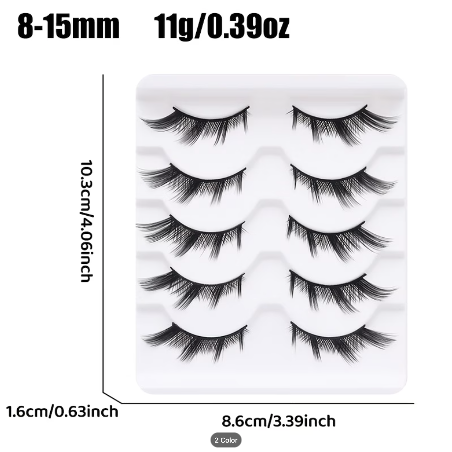 5 Pares de Pestañas Postizas, Estilo K-Pop